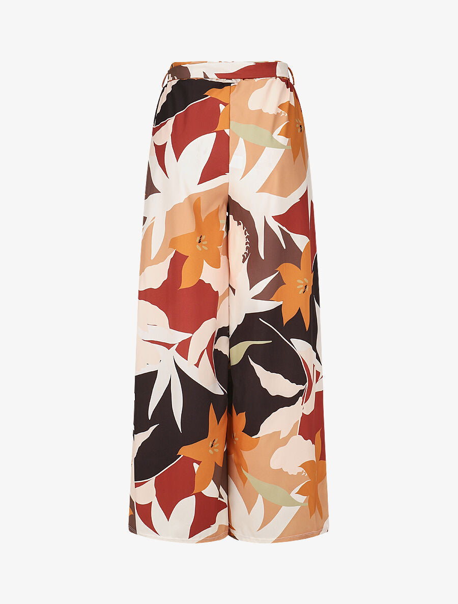 Pantalon ample imprimé grandes fleurs - Noir - 2
