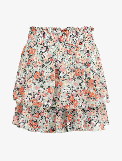 Mini-jupe patineuse à imprimé fleuri - Vert clair - 1