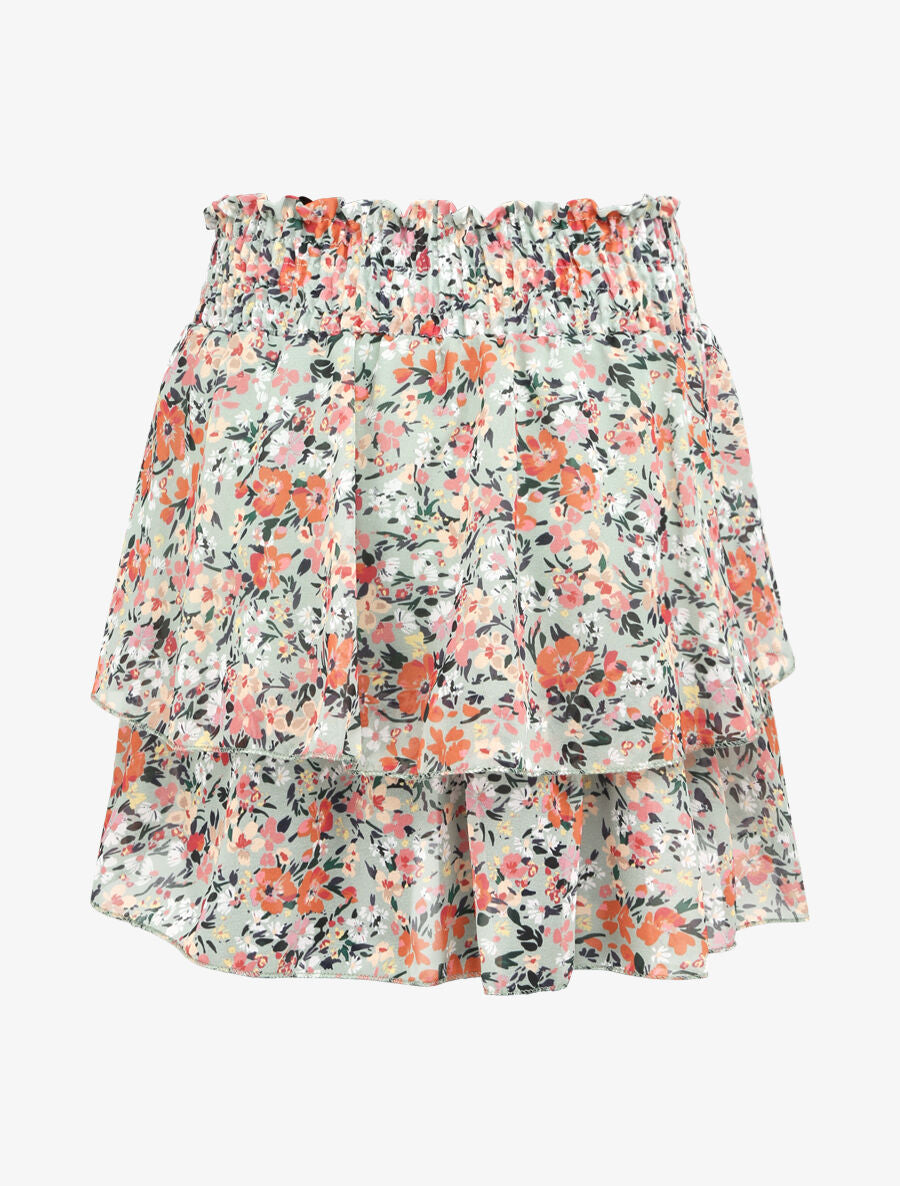 Mini-jupe patineuse à imprimé fleuri - Vert clair - 2