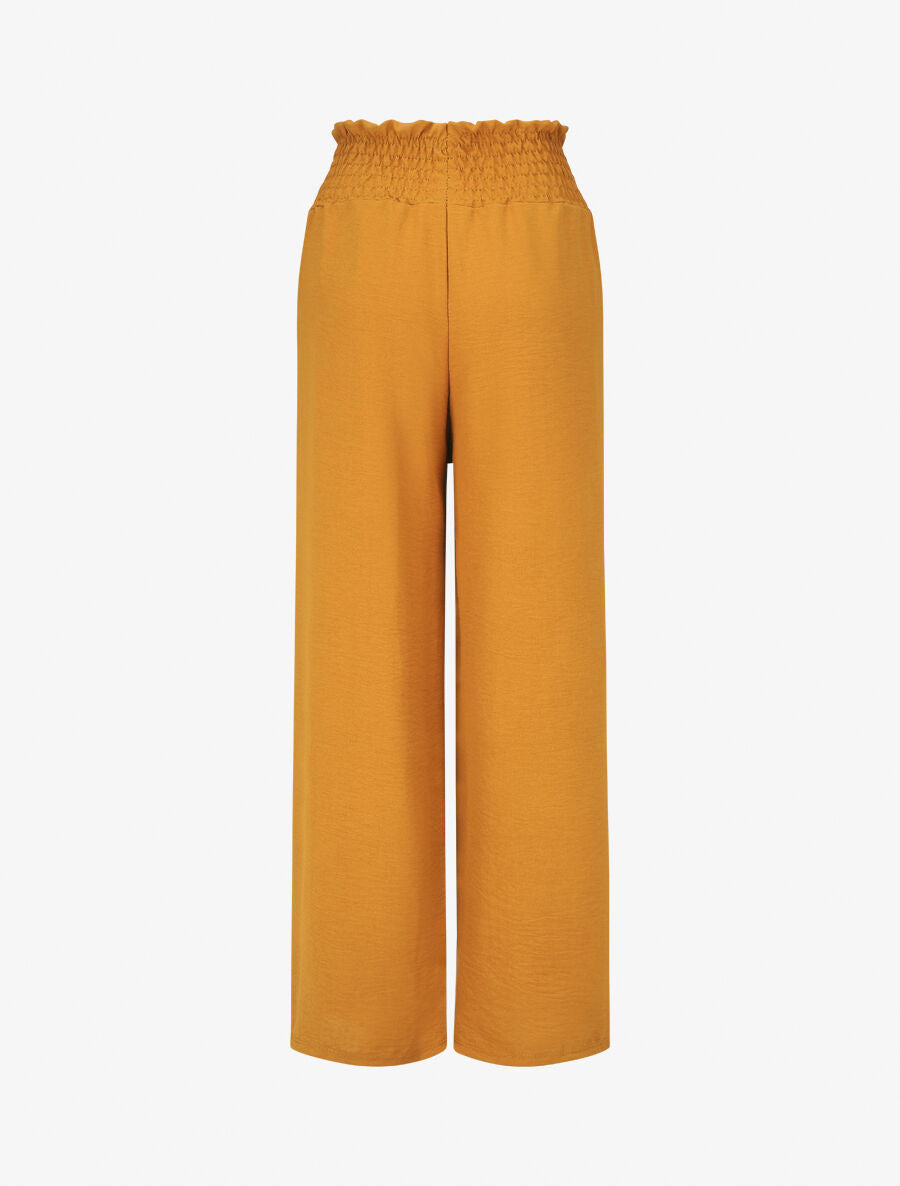 Pantalon ample à taille élastiquée - Jaune moutarde - 2