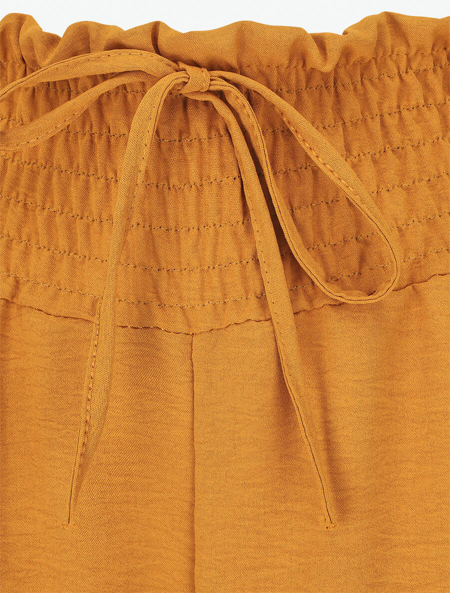 Pantalon ample à taille élastiquée - Jaune moutarde - 3