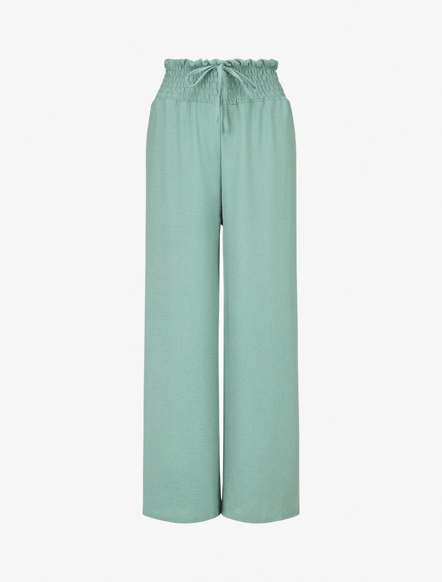 Pantalon ample à taille élastiquée - Vert d&