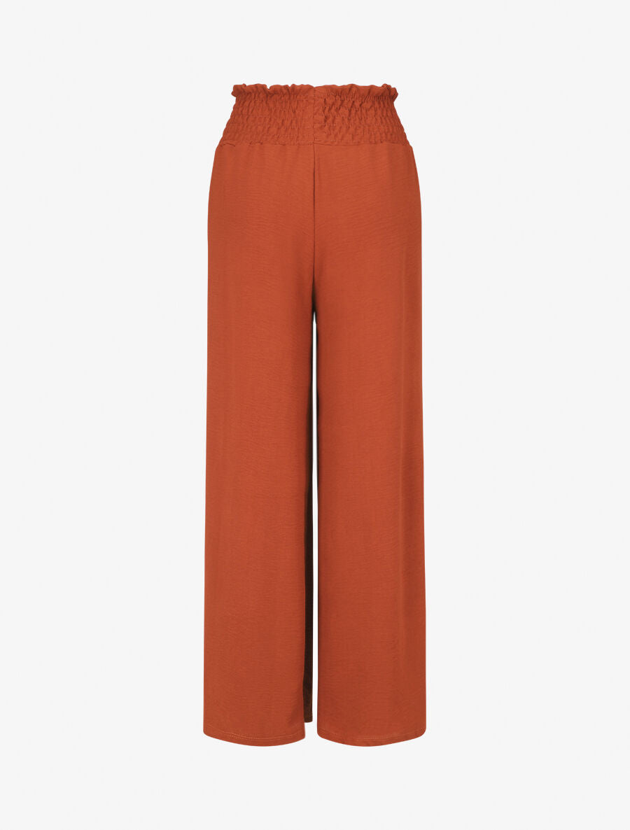 Pantalon ample à taille élastiquée - Rouge brique - 2