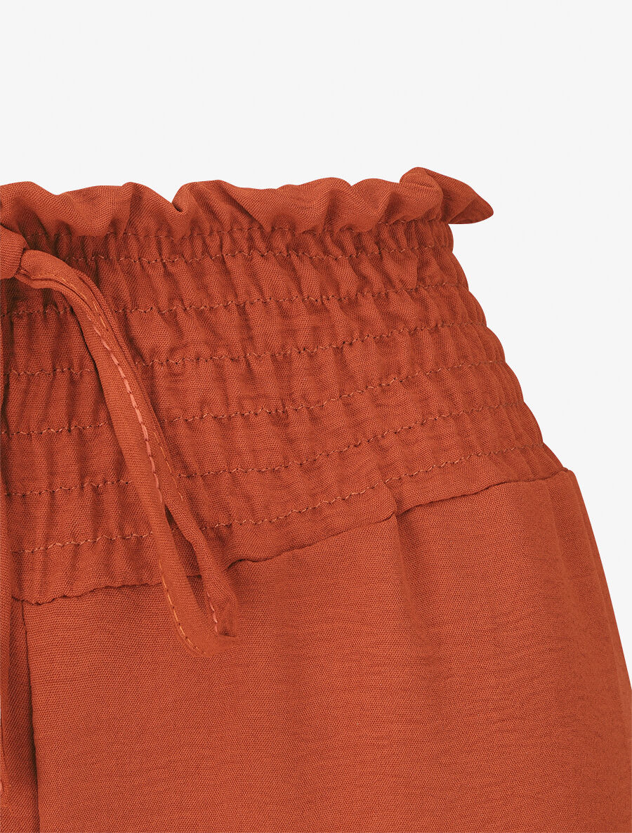 Pantalon ample à taille élastiquée - Rouge brique - 3