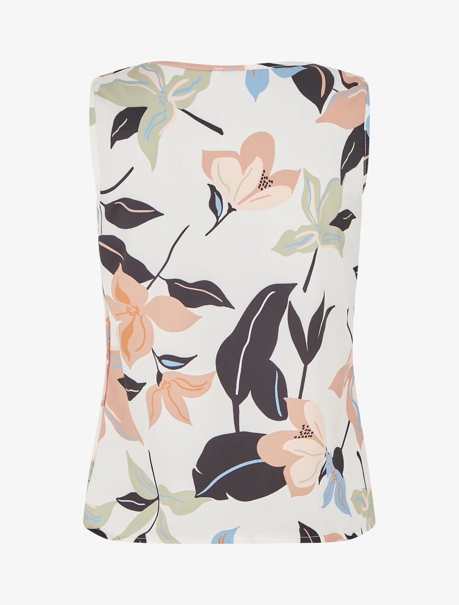 Top imprimé fleuri à broches amovibles - Beige - 2