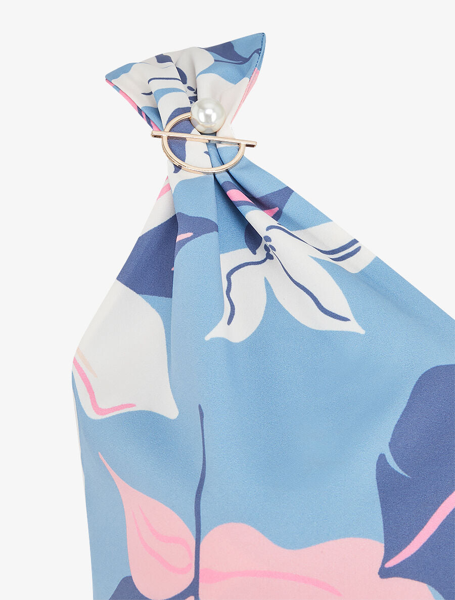 Top imprimé fleuri à broches amovibles - Bleu - 3