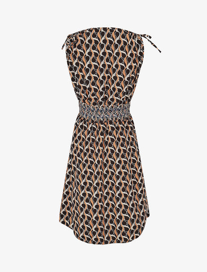 Robe à taille élastiquée imprimé rétro - Noir - 2
