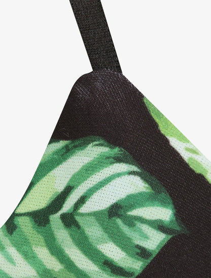 Robe patineuse courte à volants imprimé hibiscus - Noir - 3