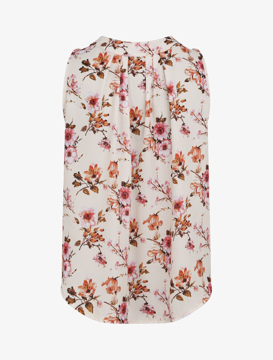 Top droit imprimé bouquet automnal - Blanc - 2