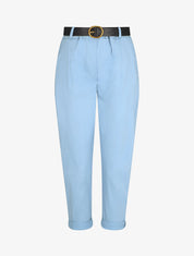 Pantalon 7/8 droit uni taille standard - Bleu ciel - 4