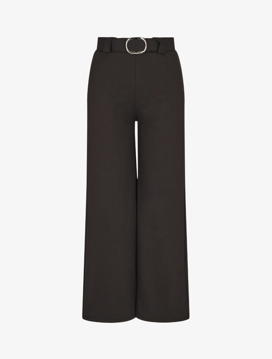 Pantalon droit taille haute uni - Noir - 5