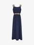 Robe longue unie bretelles fantaisies - Marine - 1