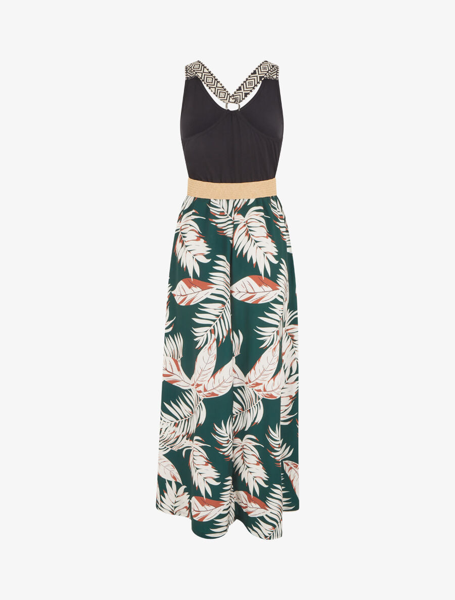 Robe imprimé tropical à bretelles imprimé mosaïque - Vert sapin - 2