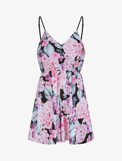 Combishort courte imprimé hortensia - Noir - 1