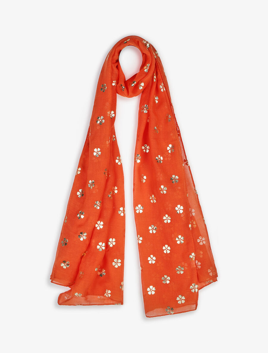 Foulard à fleurs irisées - Orange - 4