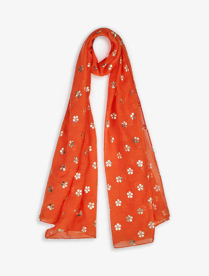 Foulard à fleurs irisées - Orange - 4