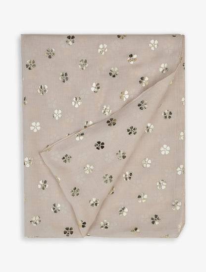 Foulard à fleurs irisées - Beige - 2