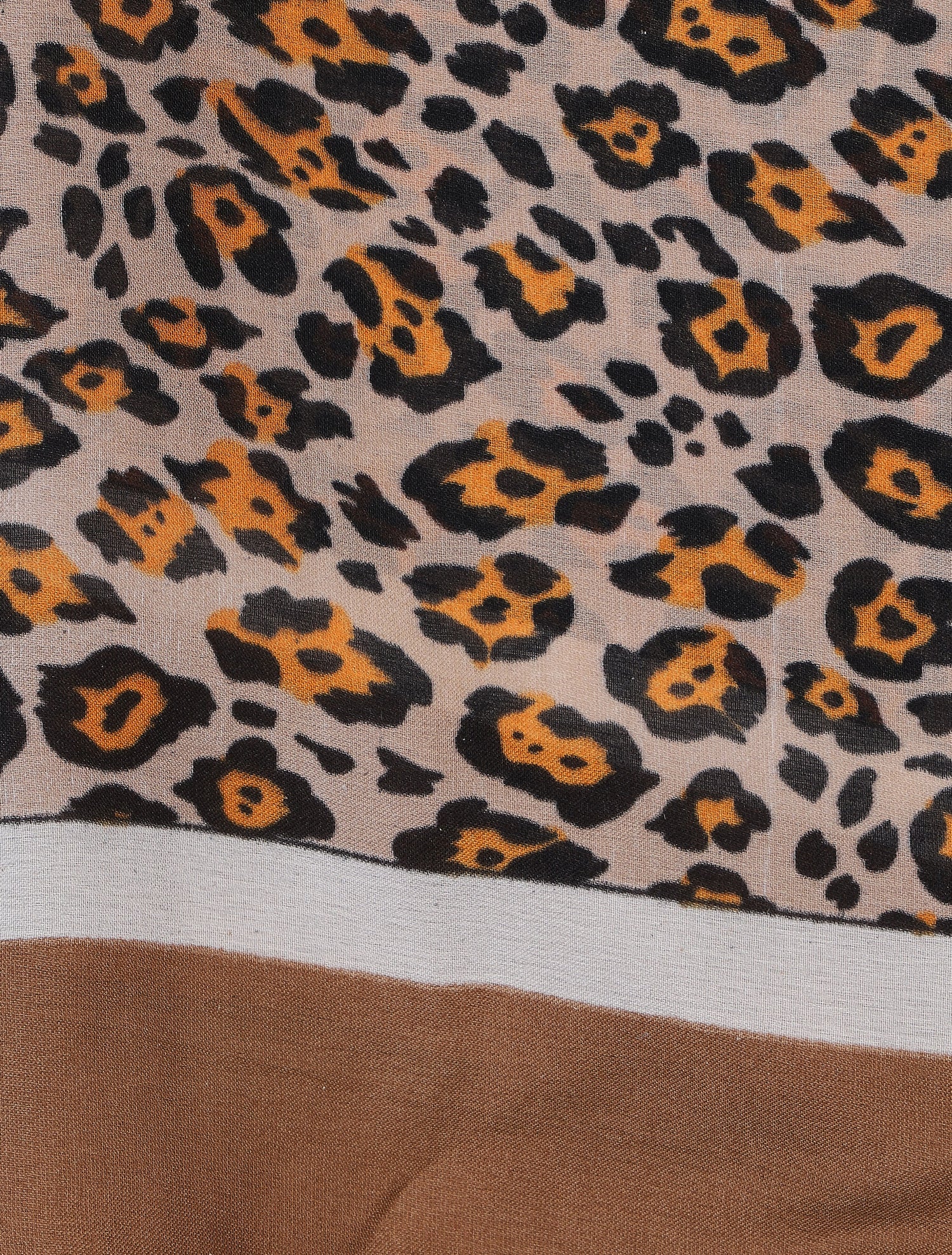 Foulard en soie mélangée imprimé léopard - Beige - 3