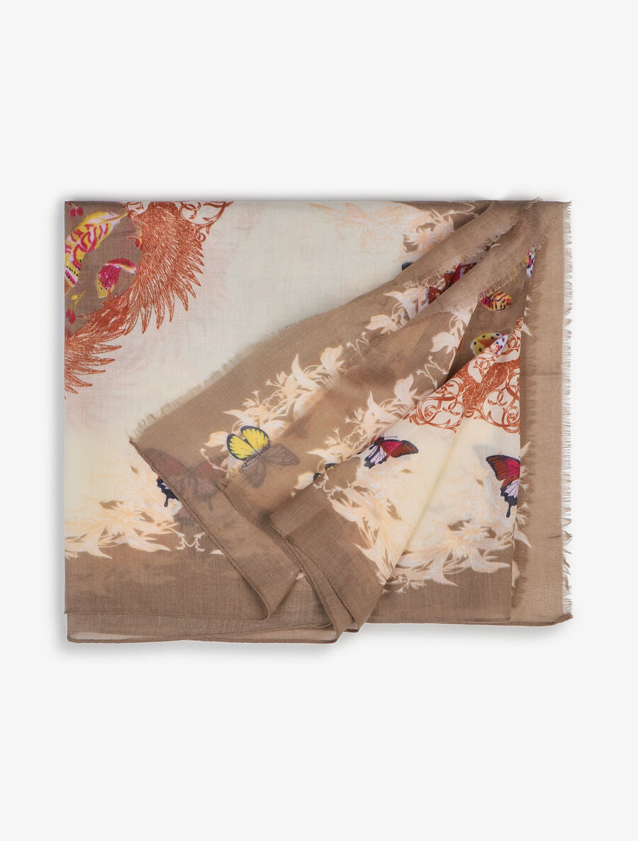 Foulard rectangulaire imprimé papillons - Beige - 2
