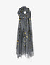 Echarpe à imprimé léopard lamé et franges - Gris foncé - 3