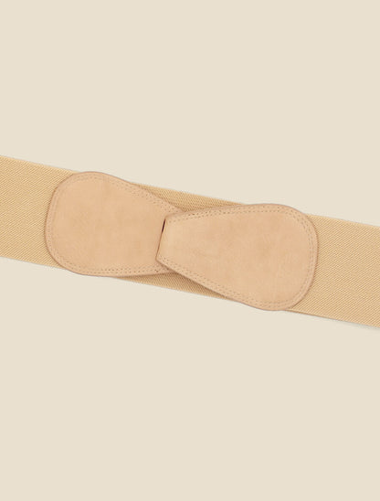 Ceinture unie élastiquée à crochet - Beige - 2