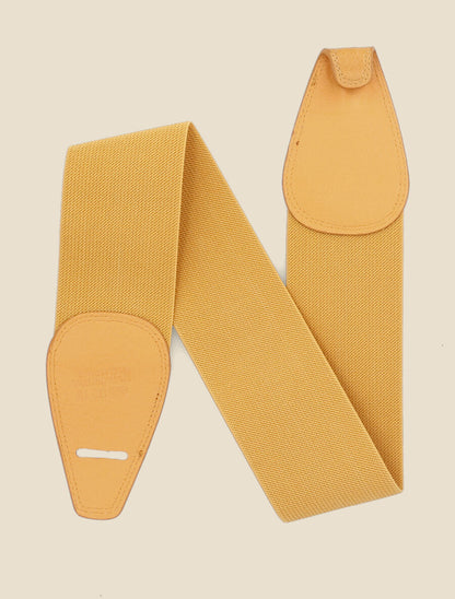 Ceinture unie élastiquée à crochet - Jaune moutarde - 1
