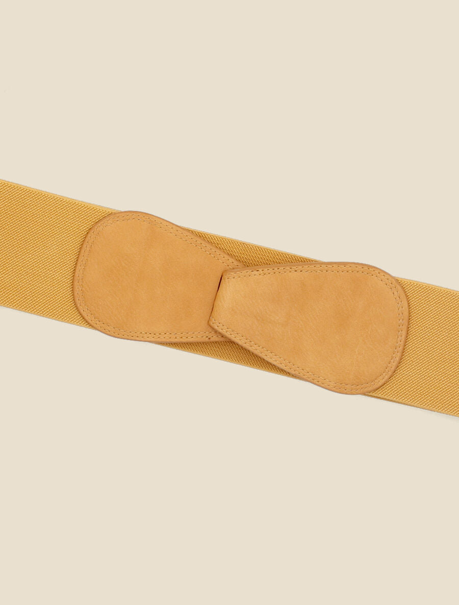 Ceinture unie élastiquée à crochet - Jaune moutarde - 2