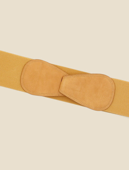 Ceinture unie élastiquée à crochet - Jaune moutarde - 2