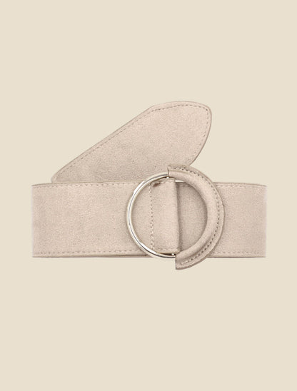 Ceinture en simili à boucle bimatière - Beige - 2