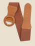 Ceinture bi-matière à boucle ardillon - Camel - 3