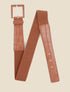 Ceinture bi-matière effet croco - Camel - 1