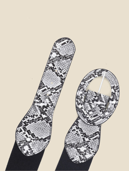 Ceinture bi-matière à boucle imprimé python - Gris - 2
