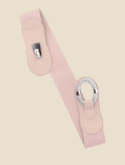 Ceinture bi-matière à boucle ornée de strass et de perles - Rose - 1