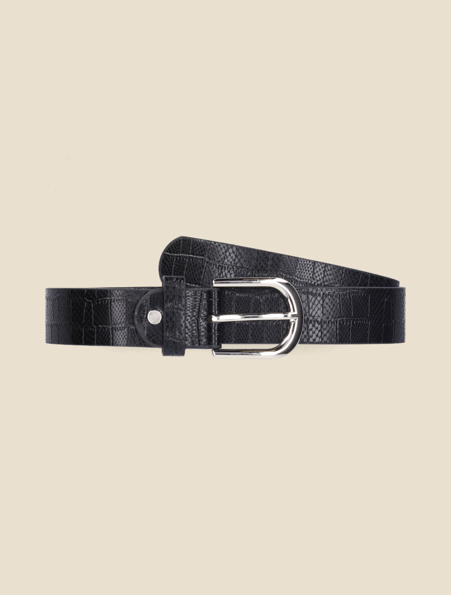Ceinture en simili effet croco - Noir - 1