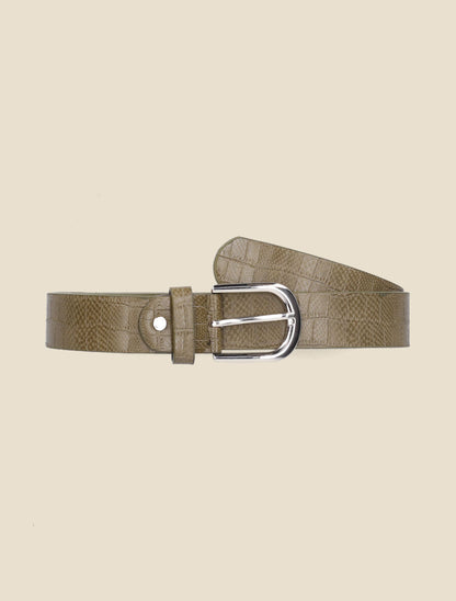 Ceinture en simili effet croco - Kaki - 1