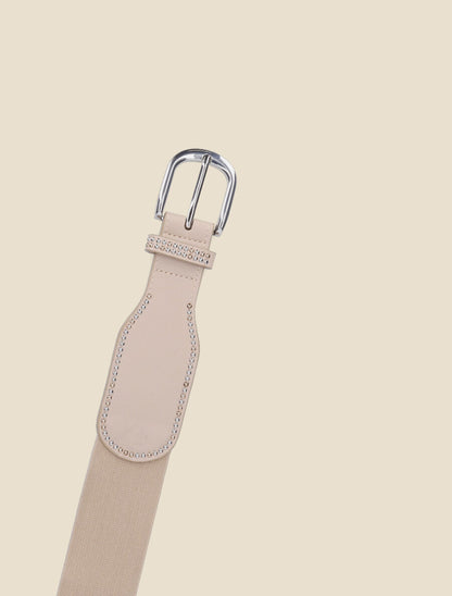 Ceinture élastiquée à clous - Beige - 2