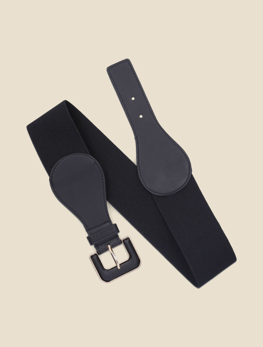 Ceinture élastiquée en simili - Noir - 3