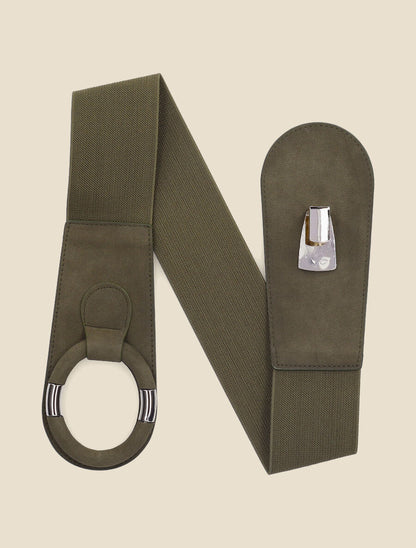Ceinture à boucle ronde stylisée - Kaki - 1