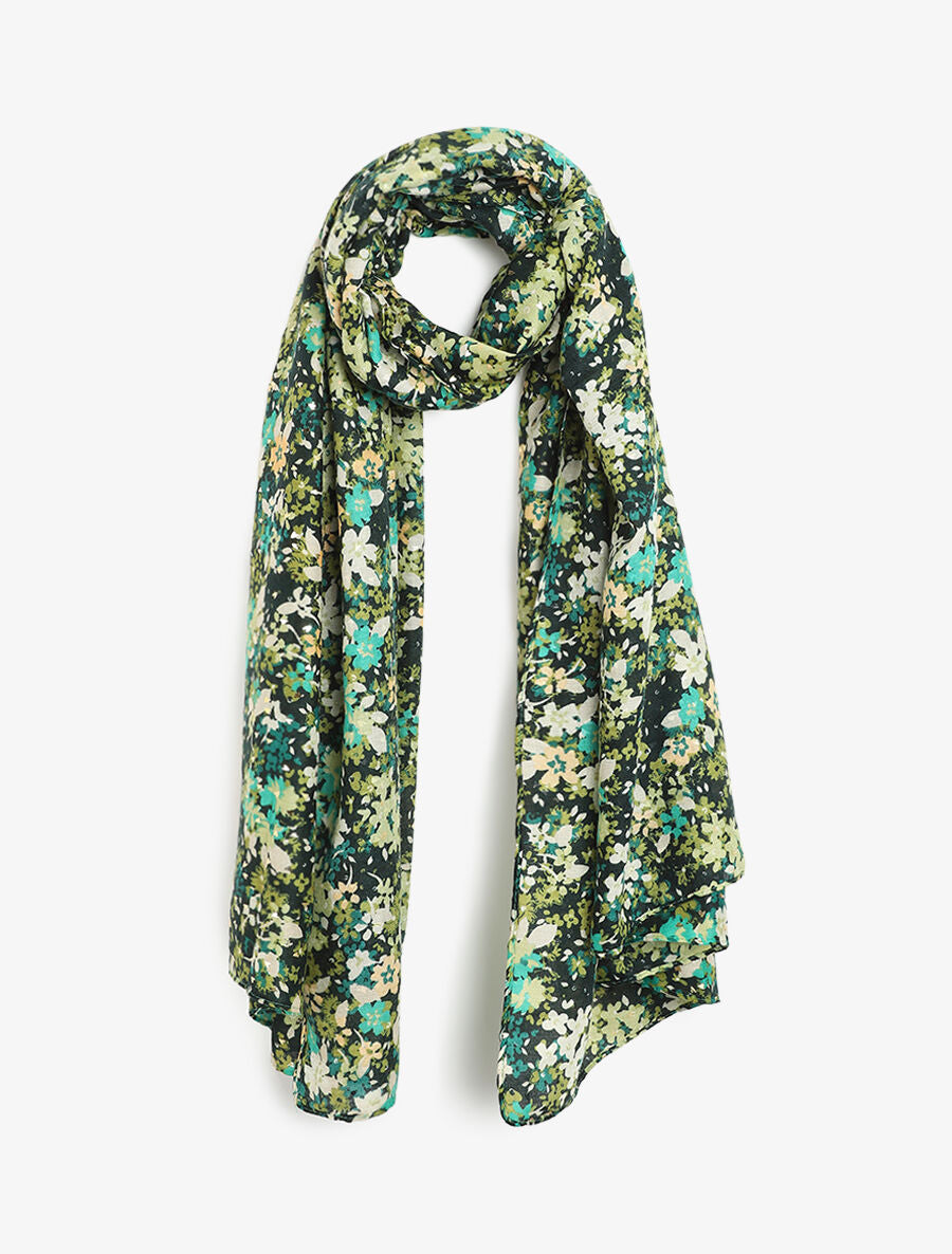 Foulard à imprimé fleurs et coeurs irisées - Vert - 1