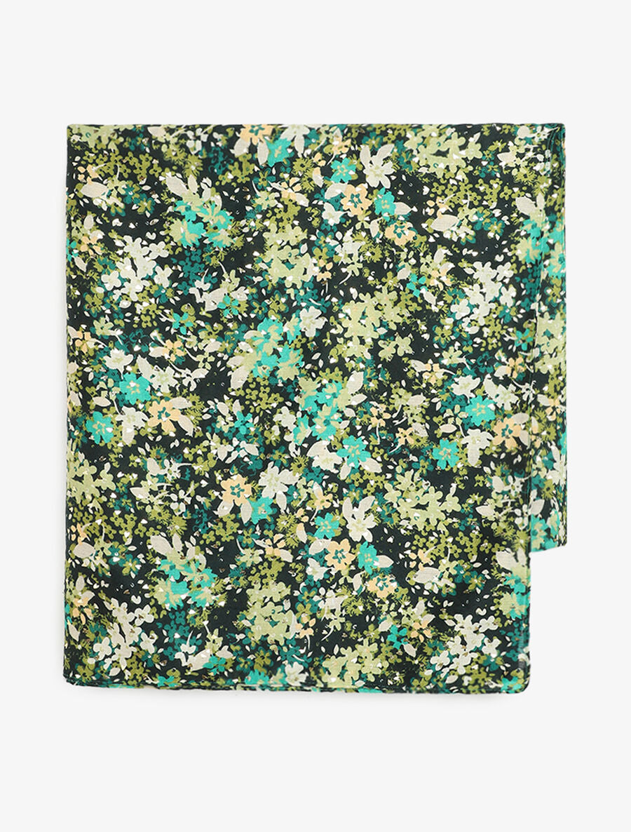 Foulard à imprimé fleurs et coeurs irisées - Vert - 2