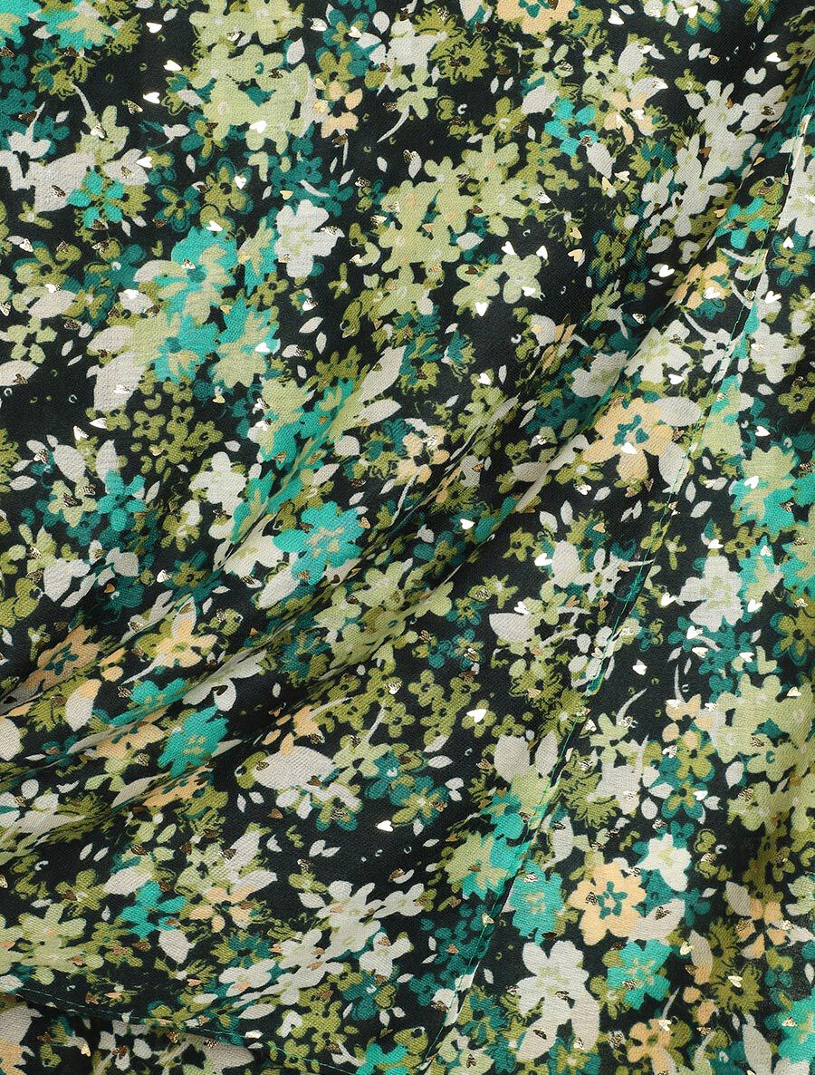 Foulard à imprimé fleurs et coeurs irisées - Vert - 3