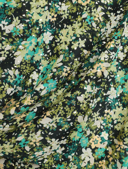 Foulard à imprimé fleurs et coeurs irisées - Vert - 3