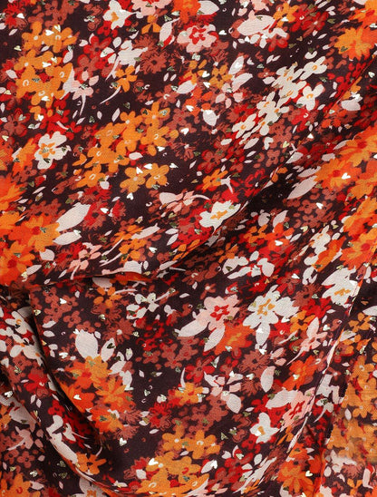 Foulard à imprimé fleurs et coeurs irisées - Orange - 3