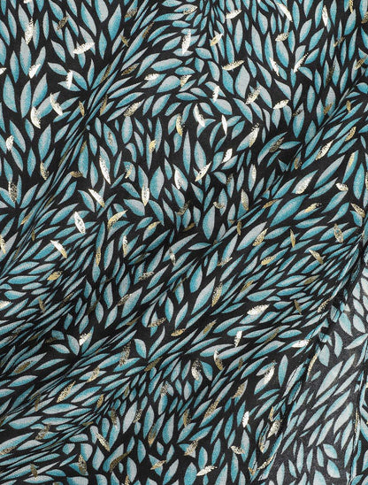Foulard à imprimé feuilles irisées - Bleu canard - 3