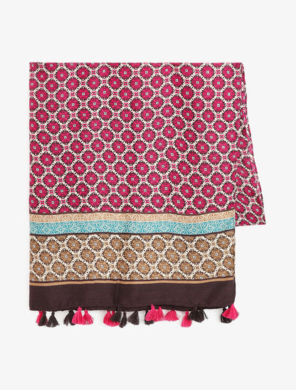 Foulard à imprimé mosaïque - Fushia - 2