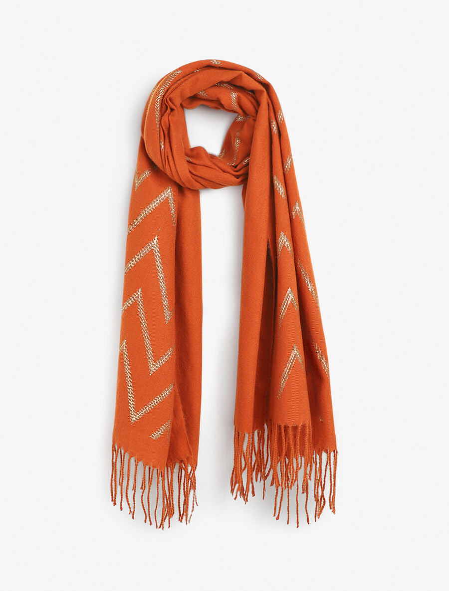 Echarpe à imprimé zig-zag irisés - Orange - 4
