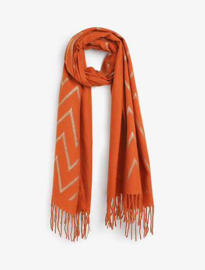 Echarpe à imprimé zig-zag irisés - Orange - 4