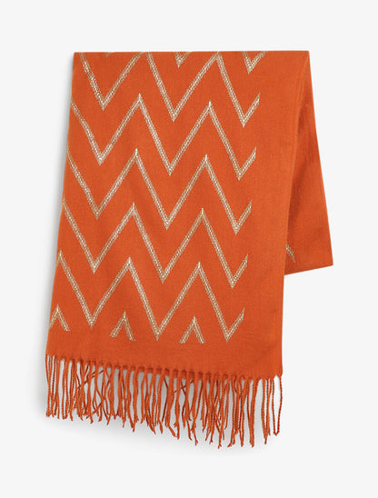 Echarpe à imprimé zig-zag irisés - Orange - 2