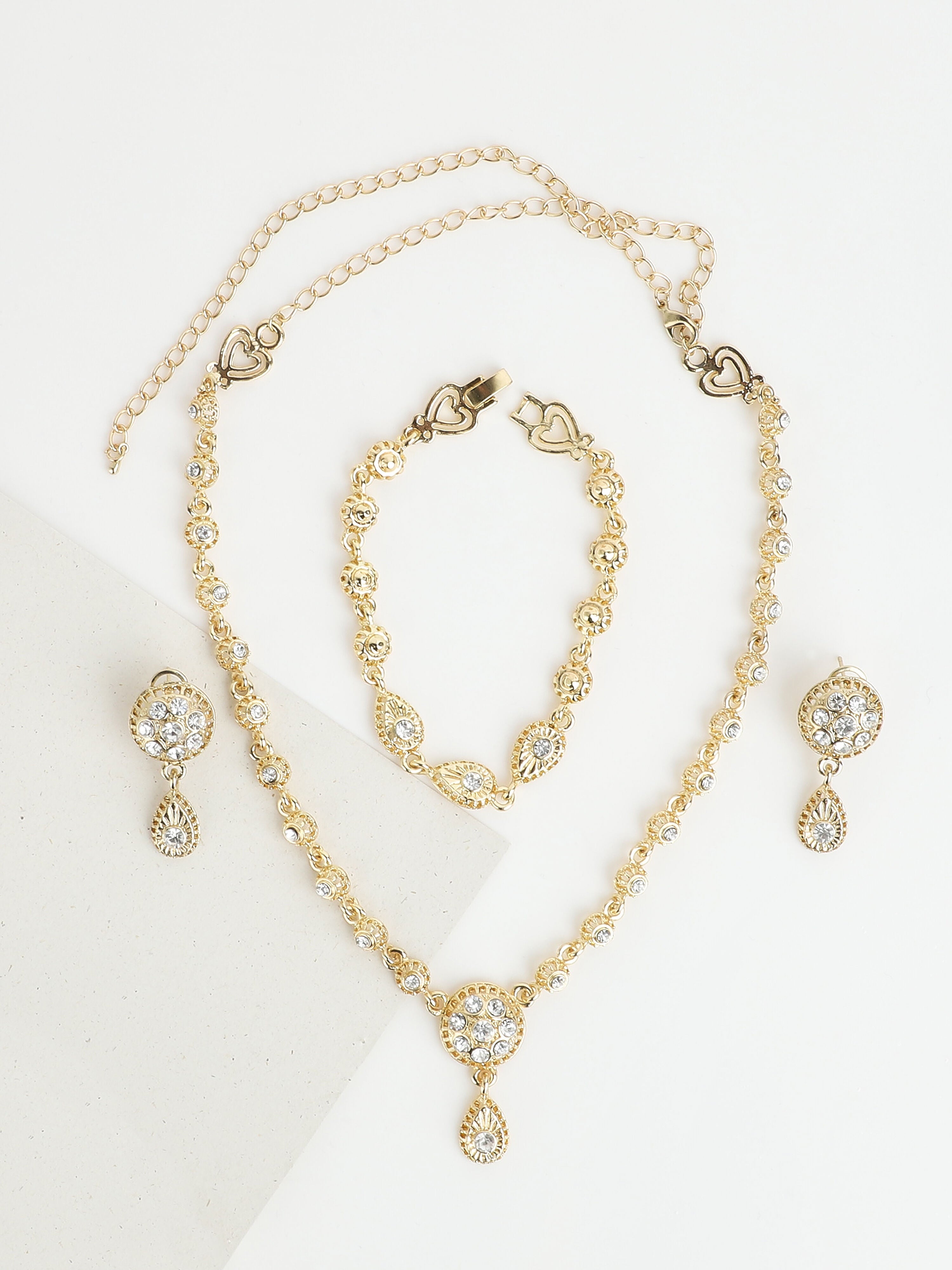 Parure 3 sets à détail zircons blancs - Or - 2
