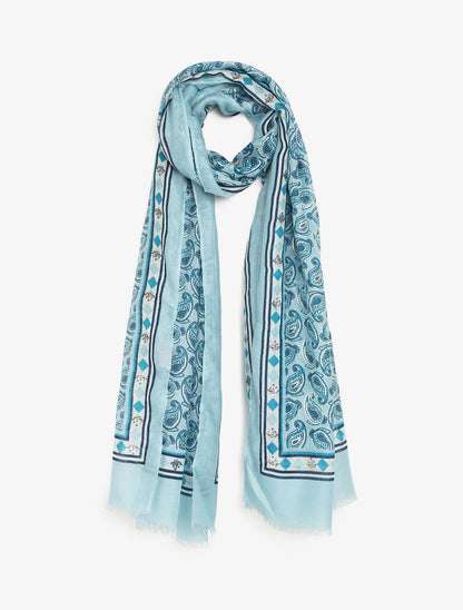 Foulard imprimé cachemire irisé - Bleu - 4